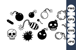 Vintage Skull And Bomb Clipart Bundle For Crafts Product Image 1