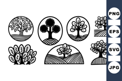 Minimalist Hand Drawn Tree Line Clipart Set for Crafts Product Image 1