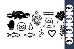 Hand Drawn Sea Animals Clipart Bundle for Crafts Product Image 1