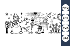 Hand Drawn Winter Garden Snowman Clipart Bundle Product Image 1