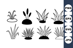 Minimal Black Grass Silhouette Clipart Bundle for Nature Product Image 1