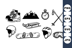 Winter Sports Clipart Bundle With Ski And Snowboard Gear Product Image 1