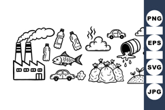 Hand Drawn Pollution Clipart Set for Environmental Awareness Product Image 1