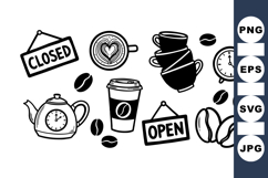 Coffee Shop Icon Clipart Bundle For Cafe Branding Product Image 1