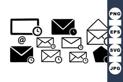 Black Mail Icon Set With Notification Symbols Product Image 1