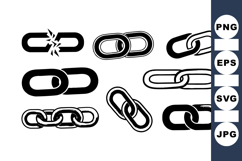 Black Chain Link Clipart Set for Industrial Designs Product Image 1