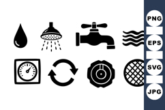 Industrial Water Meter Icon Collection Set Product Image 1