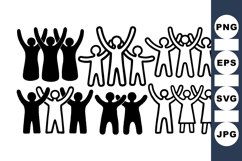 Black Silhouette People Group Clipart Bundle for Product Image 1