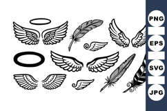 Vintage Feather And Wing Clipart Bundle For Crafts Product Image 1