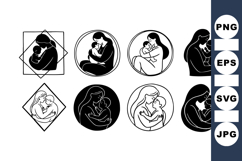 Mother And Baby Silhouette Clipart Bundle For Crafts Product Image 1