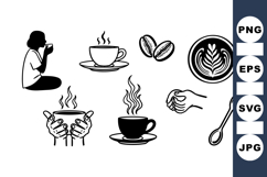 Hand Drawn Cozy Coffee Clipart Bundle Set Product Image 1