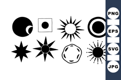 Vintage Sun Icon Clipart Set for Retro Designs Product Image 1