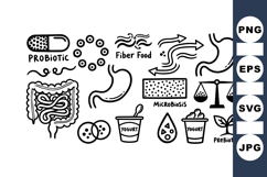 Hand Drawn Gut Health Microbiome Icon Set Product Image 1