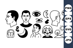 Hand Drawn Faces Icon Collection For Design Use Product Image 1