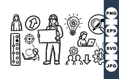 Construction Worker Icons Set for Project Planning Product Image 1