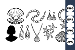 Hand Drawn Ocean Shell Jewelry Clipart Product Image 1