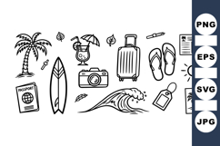 Hand Drawn Summer Vacation Travel Clipart Bundle Product Image 1