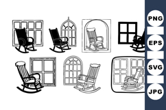 Vintage Rocking Chair Clipart Set for Rustic Decor Product Image 1