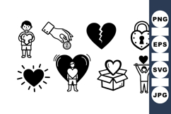 Hand Drawn Heart Love Symbols Clipart Bundle For Valentines Product Image 1