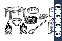 Hand Drawn Rustic Baking Kitchen Clipart Collection Product Image 1
