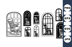 Vintage Rocking Chair Silhouette Clipart Bundle for Crafting Product Image 1