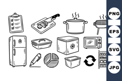 Hand Drawn Kitchen Appliance Clipart Set for Recipes Product Image 1
