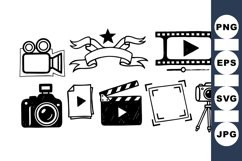 Vintage Hand Drawn Film Icons Clipart Bundle Product Image 1