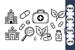 Medical Icons Hand Drawn Clipart Set Bundle Product Image 1