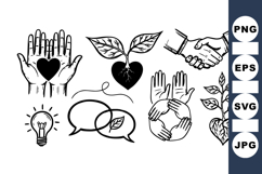 Hand Drawn Heart Leaf Icon Collection For Nature Designs Product Image 1