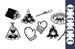 Hand Drawn Campfire Clipart Set for Outdoor Adventures Product Image 1