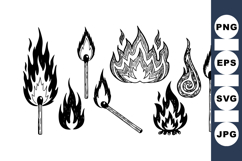 Hand Drawn Matchstick Fire Illustration Bundle Product Image 1