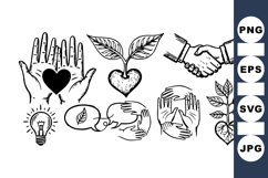 Hand Drawn Heart Symbol Clipart Set for Crafts Product Image 1