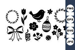 Hand Drawn Easter Floral Clipart Bundle For Crafts Product Image 1