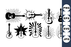 Vintage Acoustic Guitar Silhouettes Vector Set Product Image 1