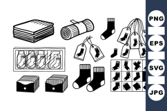 Black And White Winter Sock Clipart Bundle For Crafts Product Image 1