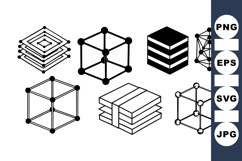 Minimalist Geometric Cube Line Art Vector Set Product Image 1
