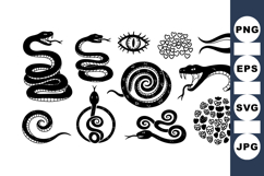 Tribal Black Snake Clipart Vector Bndle for Crafts Product Image 1