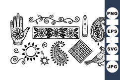 Vintage Henna Tattoo Clipart Bundle for Crafts Product Image 1