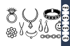 Hand Drawn Vintage Jewelry Clipart Bundle Set Product Image 1