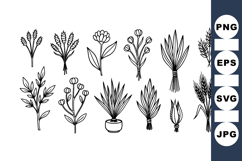 Minimalist Botanical Line Art Clipart Bundle for Crafts Product Image 1