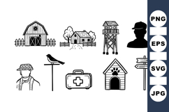 Vintage Farmhouse Silhouette Clipart Bundle For Crafts Product Image 1