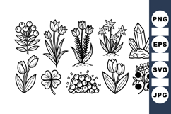 Hand Drawn Folklore Floral Clipart Collection For Crafts Product Image 1