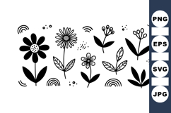 Hand Drawn Simple Flower Clipart Bundle for Crafts Product Image 1