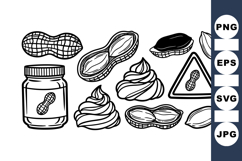 Hand Drawn Peanut Butter Clipart And Nut Sketch Set Product Image 1