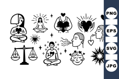 Hand Drawn Love And Peace Vector Clipart Set Product Image 1