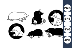 Minimalist Mole Clipart Bundle for Animal Projects Product Image 1