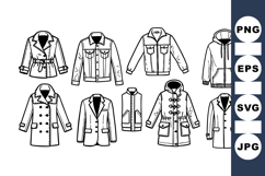 Vintage Jacket and Coat Illustration Clipart Set Product Image 1