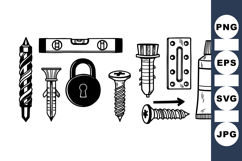 Vintage Hardware Tools Clipart Bundle for Craft Projects Product Image 1