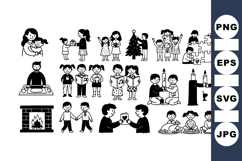 Family Silhouette Clipart Set For Kids And Parents Product Image 1