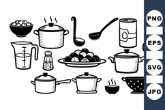 Hand Drawn Vintage Kitchen Cooking Clipart Bundle for Crafts Product Image 1